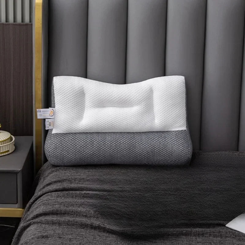 Orthopedic Cervical Support Pillow with Reverse Traction Zoned Design — Soft Polyester Fiber Sleep Aid Pillow Core for Home and Dorm Use