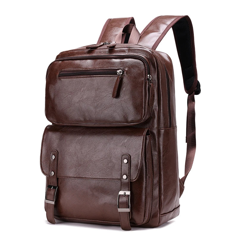 Men's Casual PU Leather Laptop Backpack | Stylish Travel Bags