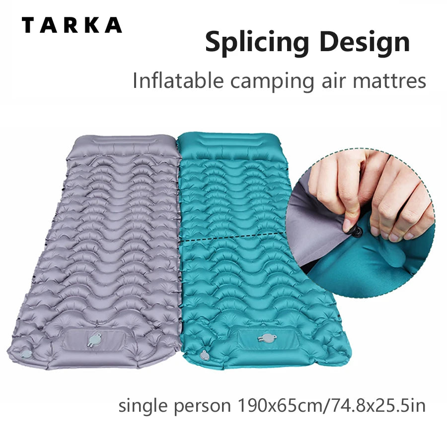 Colchón de camping inflable | Bomba de pie integrada y a prueba de humedad