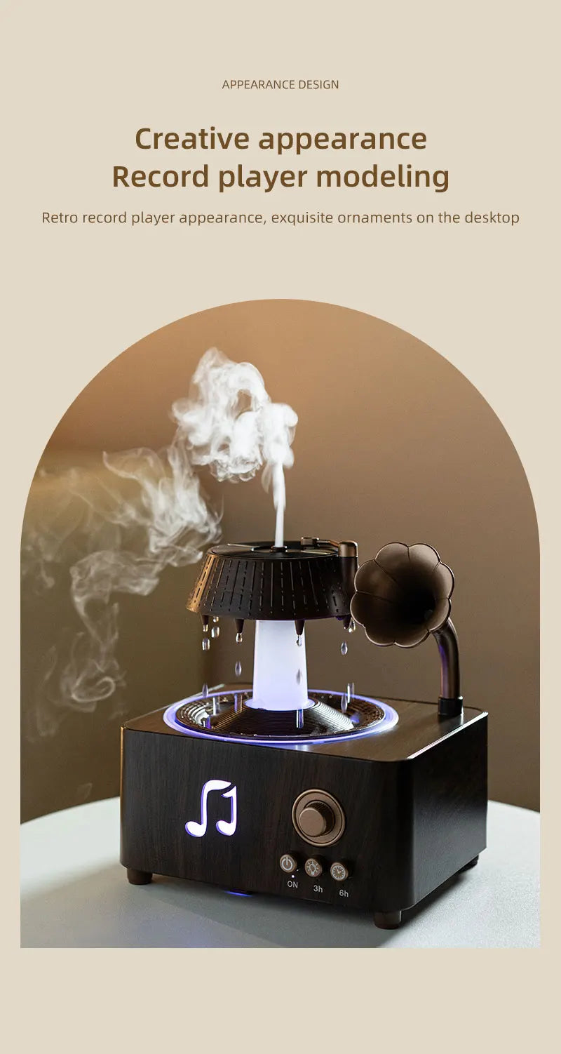 Rotating Raindrop Humidifier | Retro Aroma Diffuser with Lights