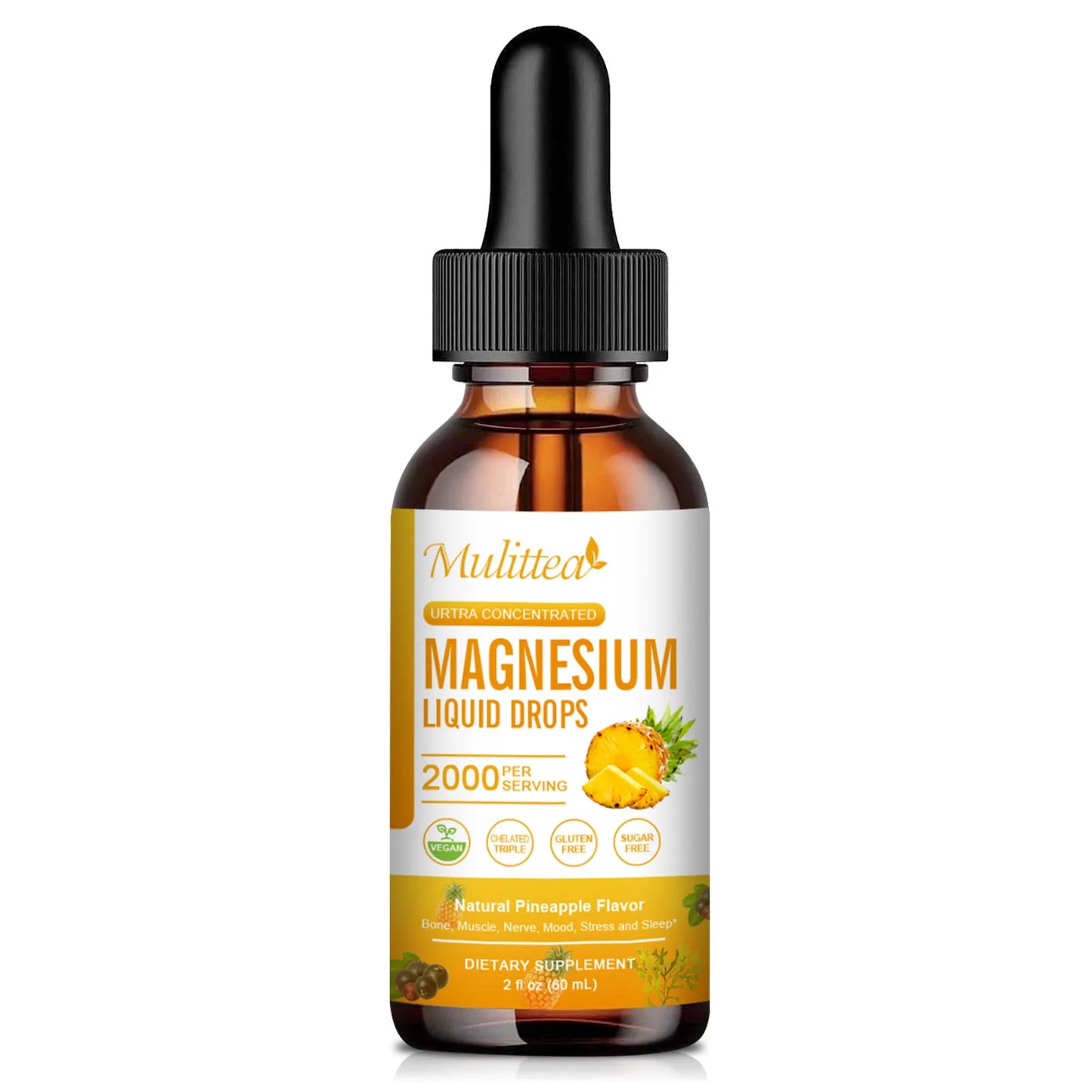 Magnesium Glycinate Drops - Pineapple Flavor for Relaxation & Sleep