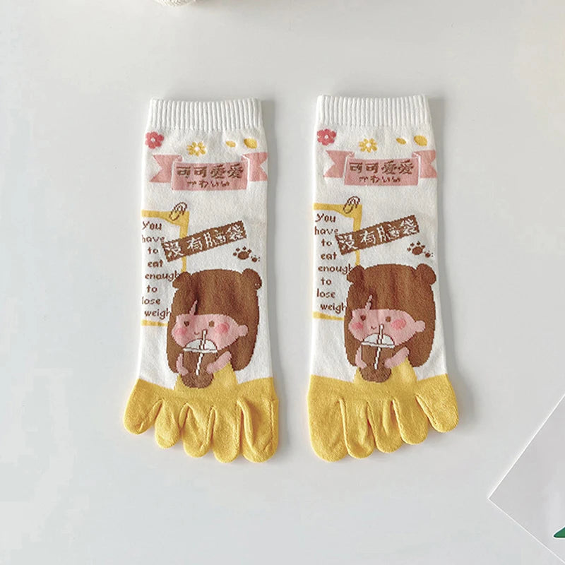 Cute Cartoon Split-Toe Socks for Women | Breathable Kawaii Comfort