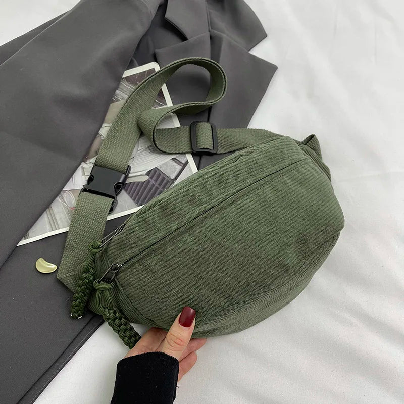 Casual Corduroy Belt Bags for Women | Stylish Fanny Pack