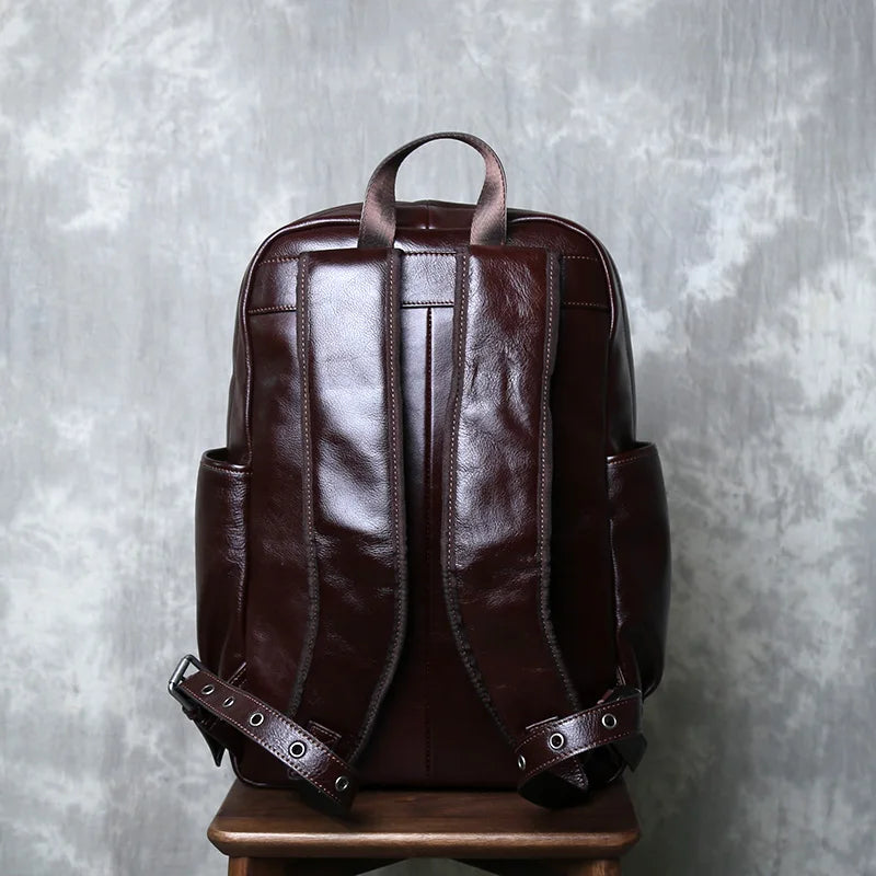 Vintage Leather Backpack for Men | Retro Casual Cowhide Design