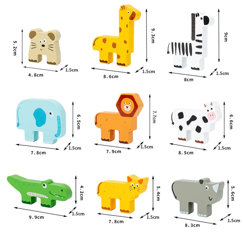 Educational Wooden Animal Stacking Block Game | Enhance Cognitive Skills