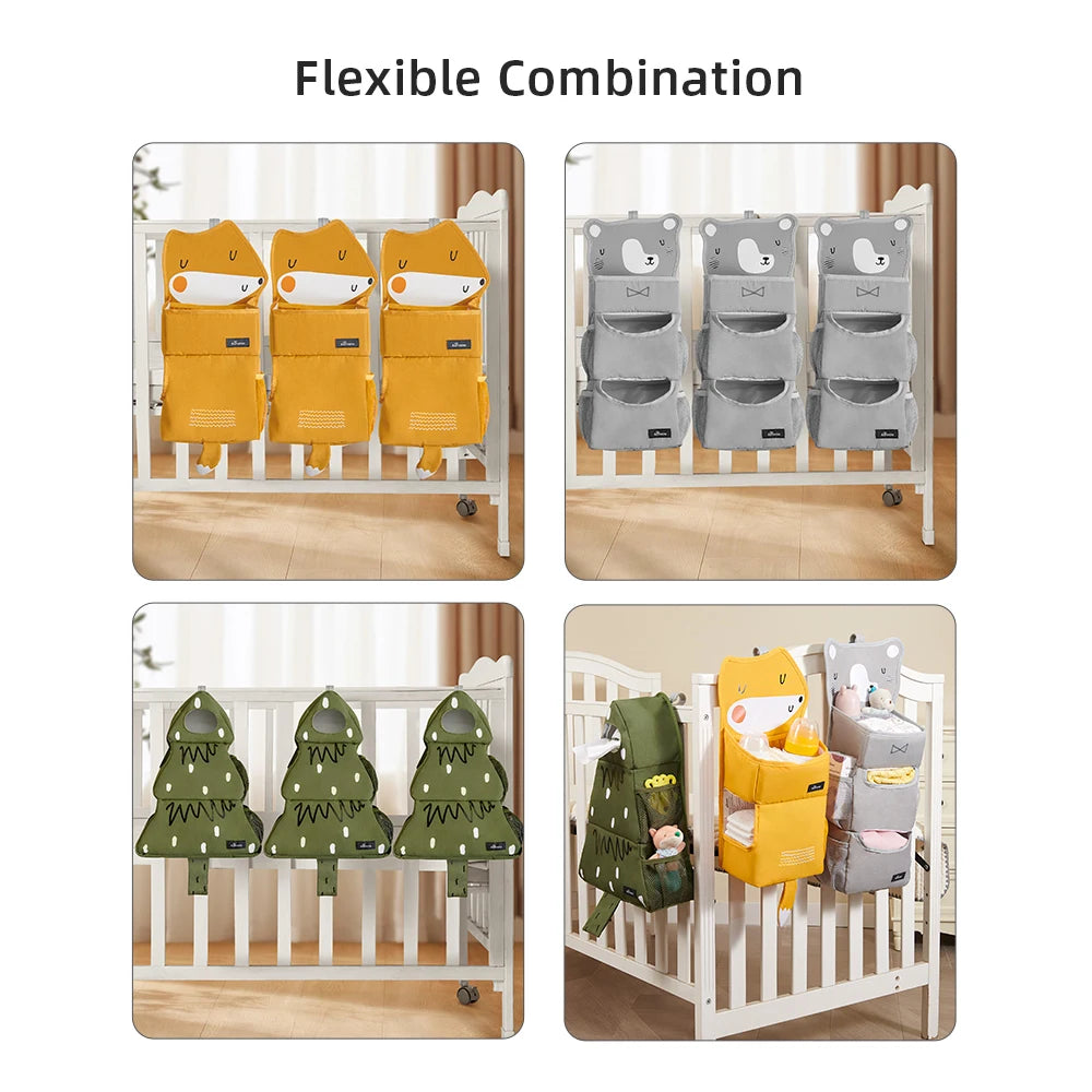 Cartoon Baby Crib Hanging Storage Bag | Multi-functional Organizer