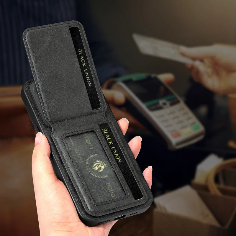 Magnetic Wallet Card Slot Holder Leather Phone Case