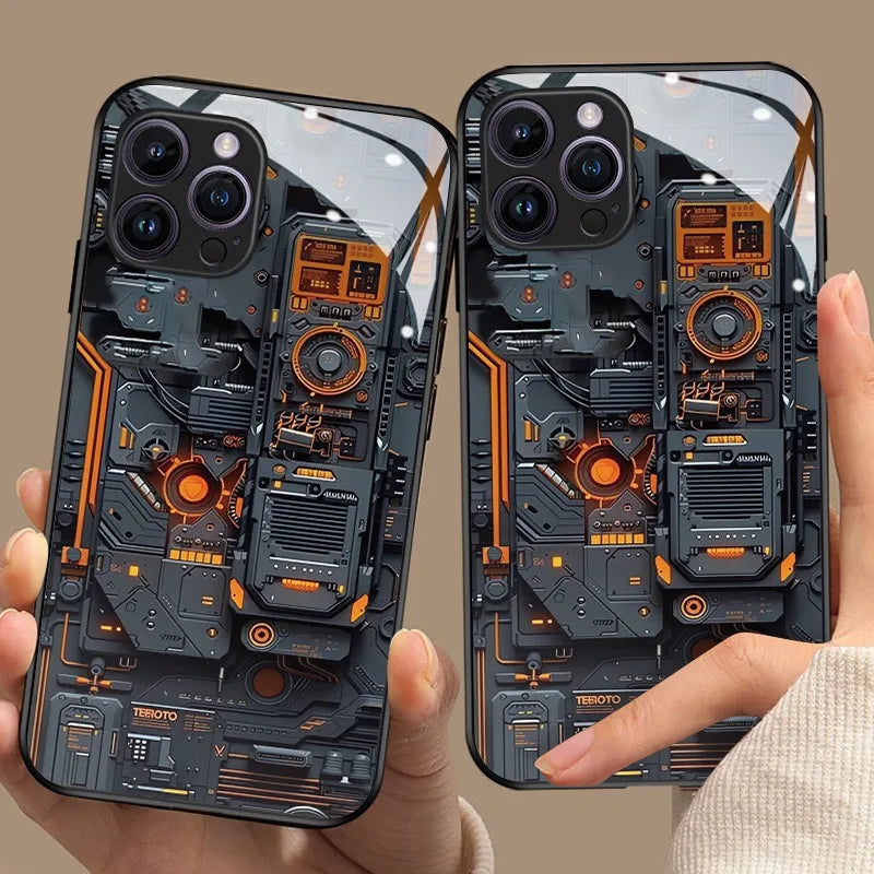 Creative Circuit Board Pattern Glass Phone Case | Stylish Protection