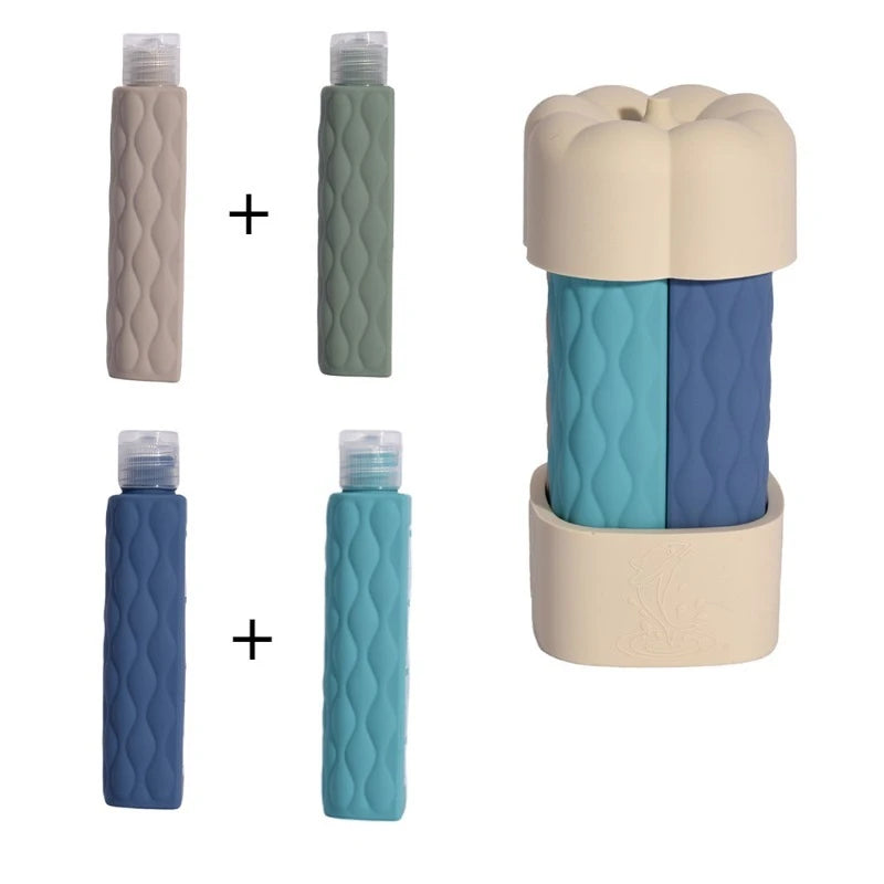 4 in 1 Silicone Travel Bottles Set | Leak Proof Portable Containers
