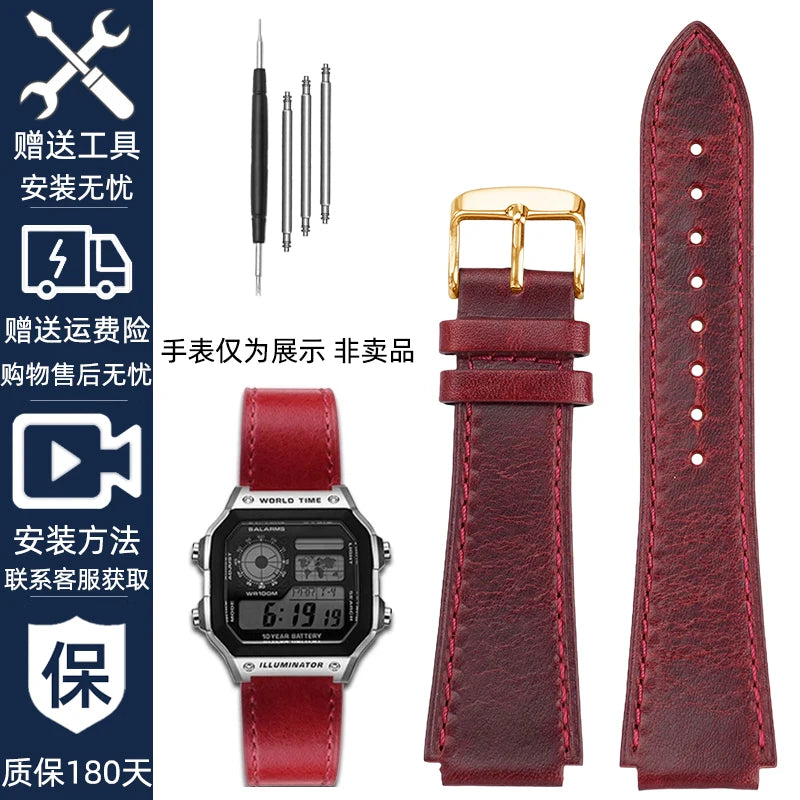 Retro Genuine Leather Watchband | Vintage Men's Bracelet 18MM