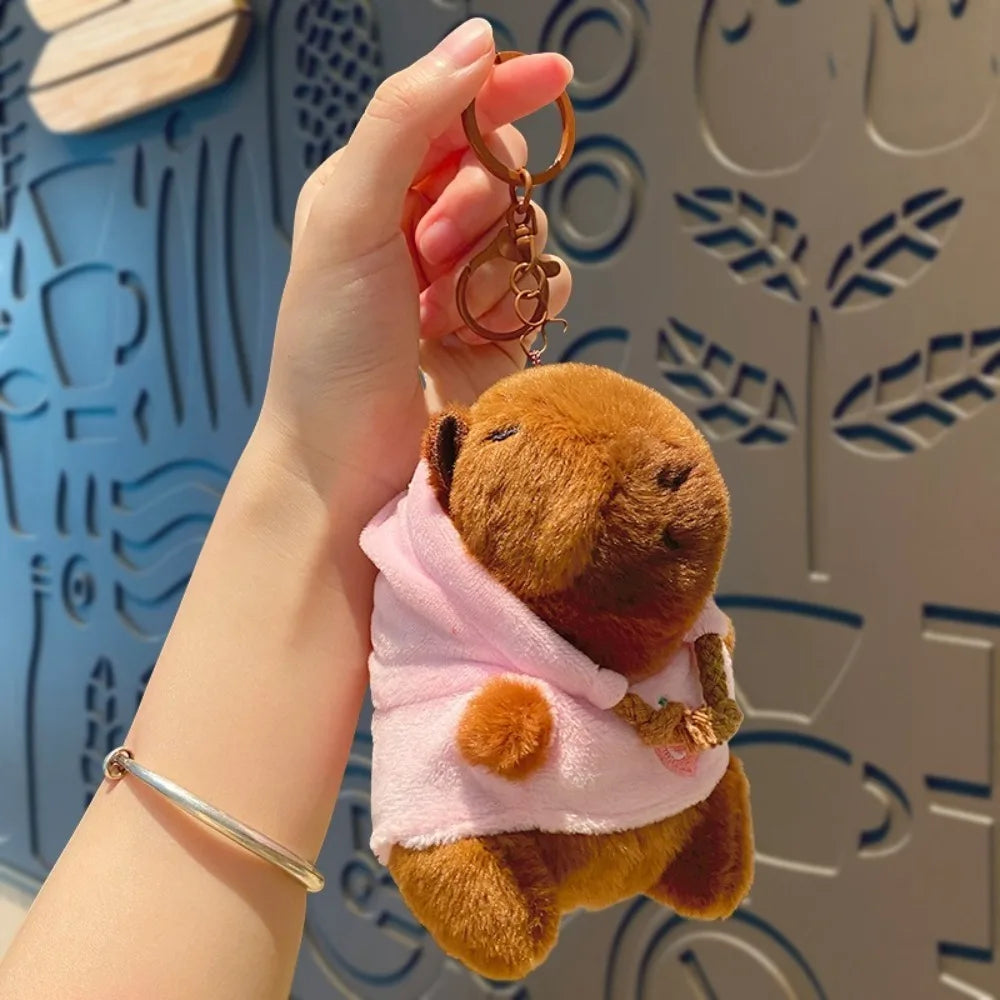 Capybara Plush Toy with Hoodie Wings Small Stuffed Animal Keychain Doll