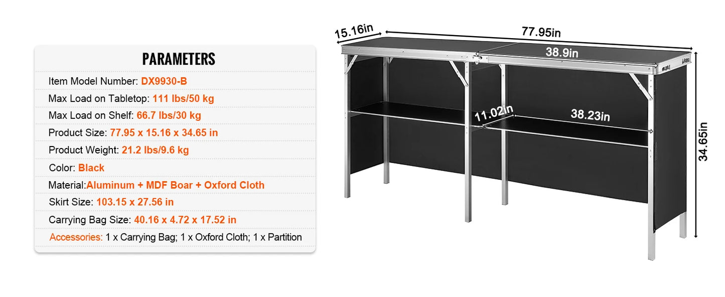 Folding Portable Bar Table | Ideal for Events and Exhibitions