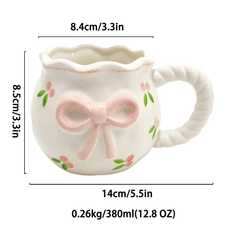 Cute Handmade Bow Ceramic Coffee Cup | Unique Gift Mug