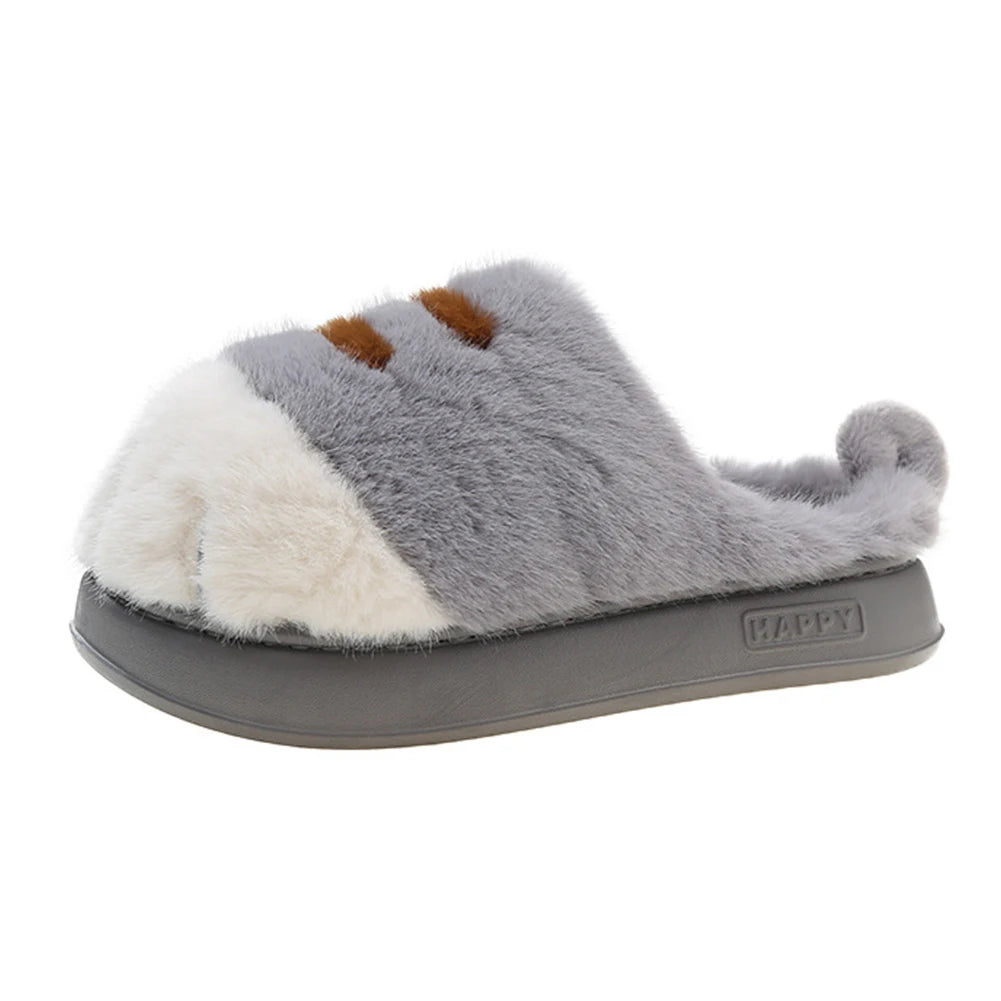 3D Cat Paw Plush Slippers | Cute & Cozy Indoor House Shoes