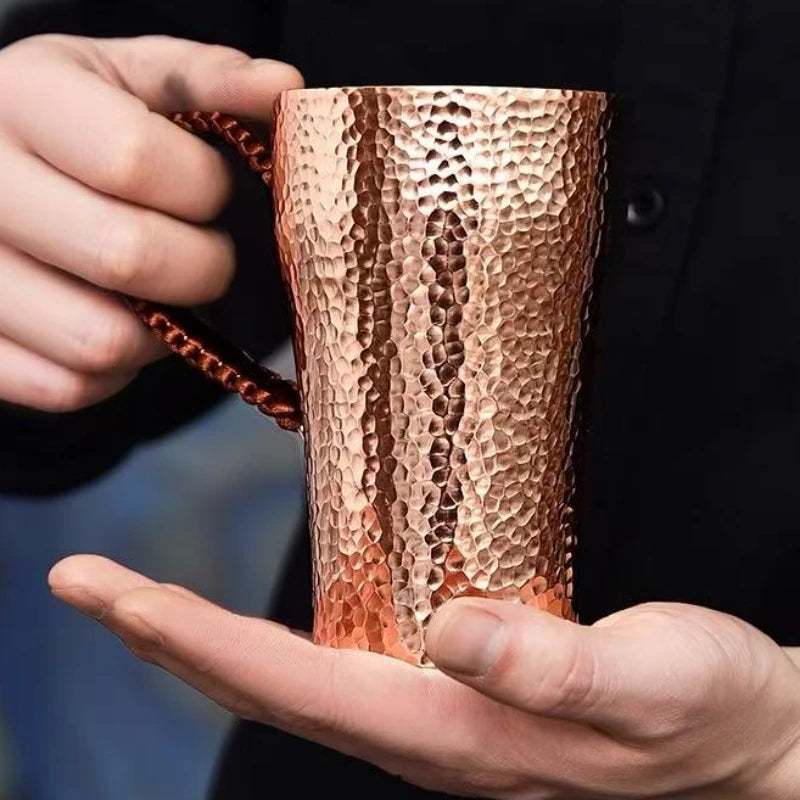 Vintage Copper Coffee Cup | Handcrafted Hammered Design Mug