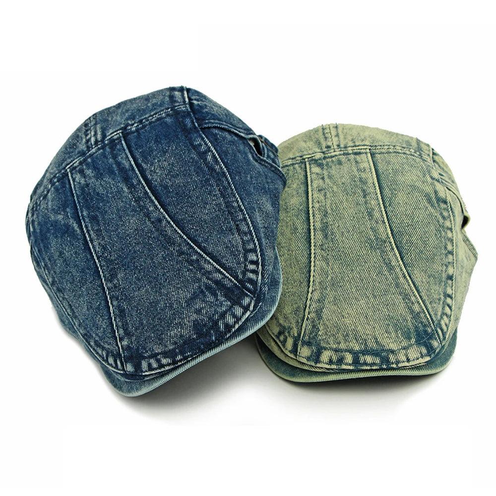 Unisex Adjustable Denim Beret Hat | Stylish Artist Cap