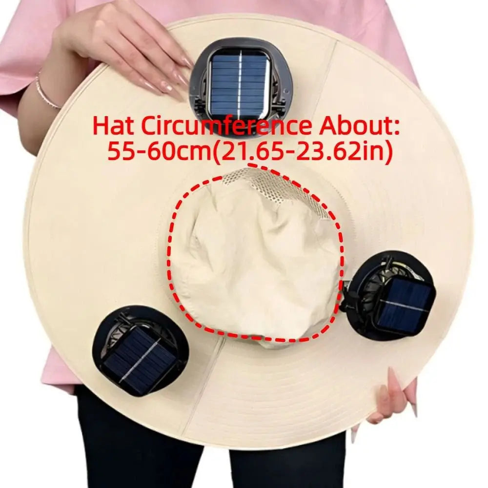 3 Fans Solar Fan Hat | Breathable UV Protection Wide Brim Cap