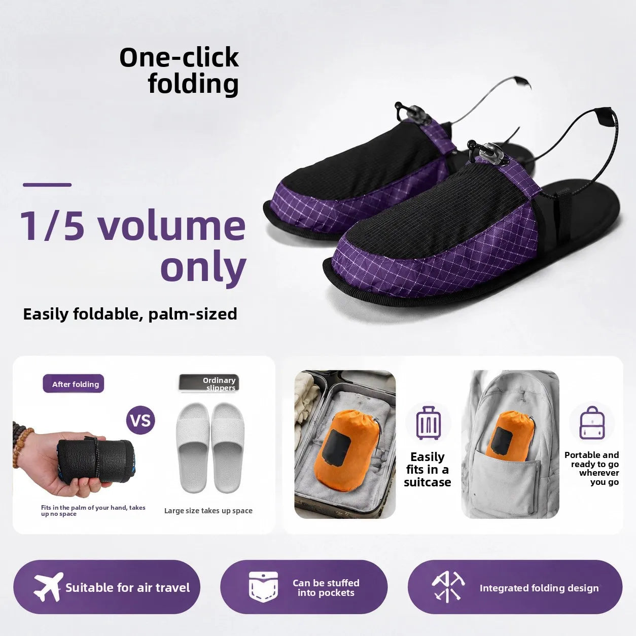 Lightweight Foldable Travel Slippers | Quick Dry Non-Slip Sandals