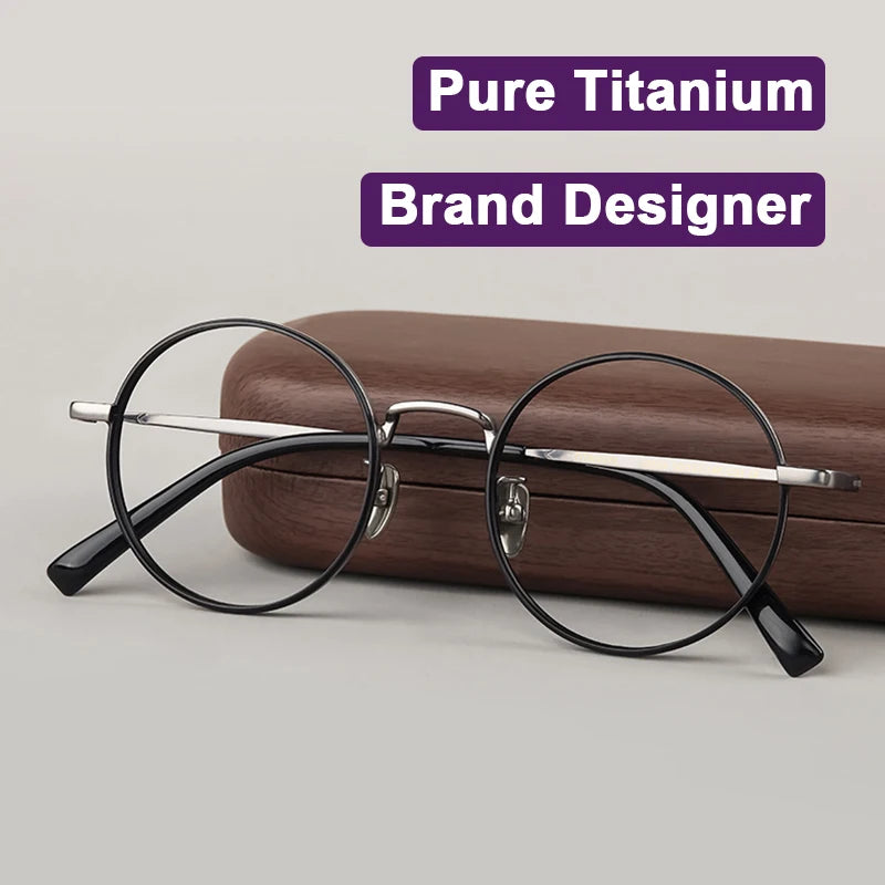 Ultra-Light Retro Round Eyeglasses | Stylish Titanium Frames