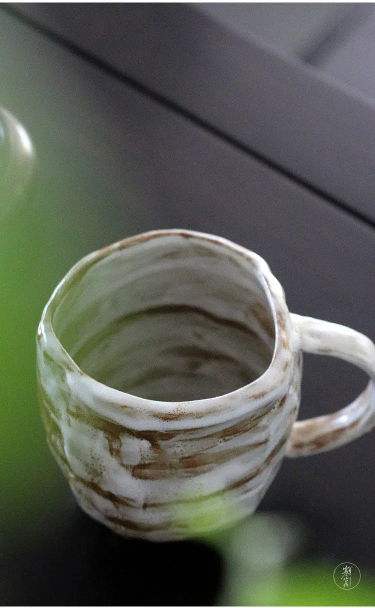 Taza de cerámica artesanal estilo japonés | Taza de café retro