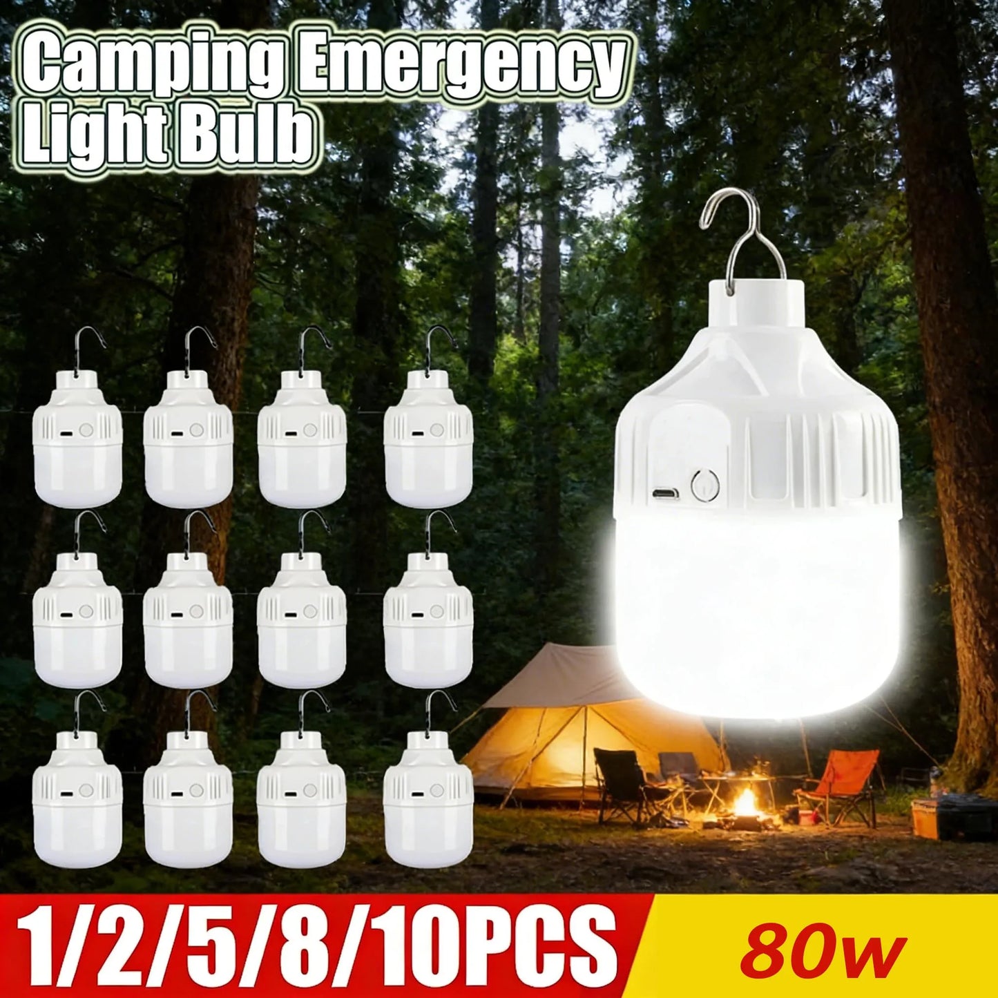 Linterna LED portátil para camping | Luz de emergencia recargable