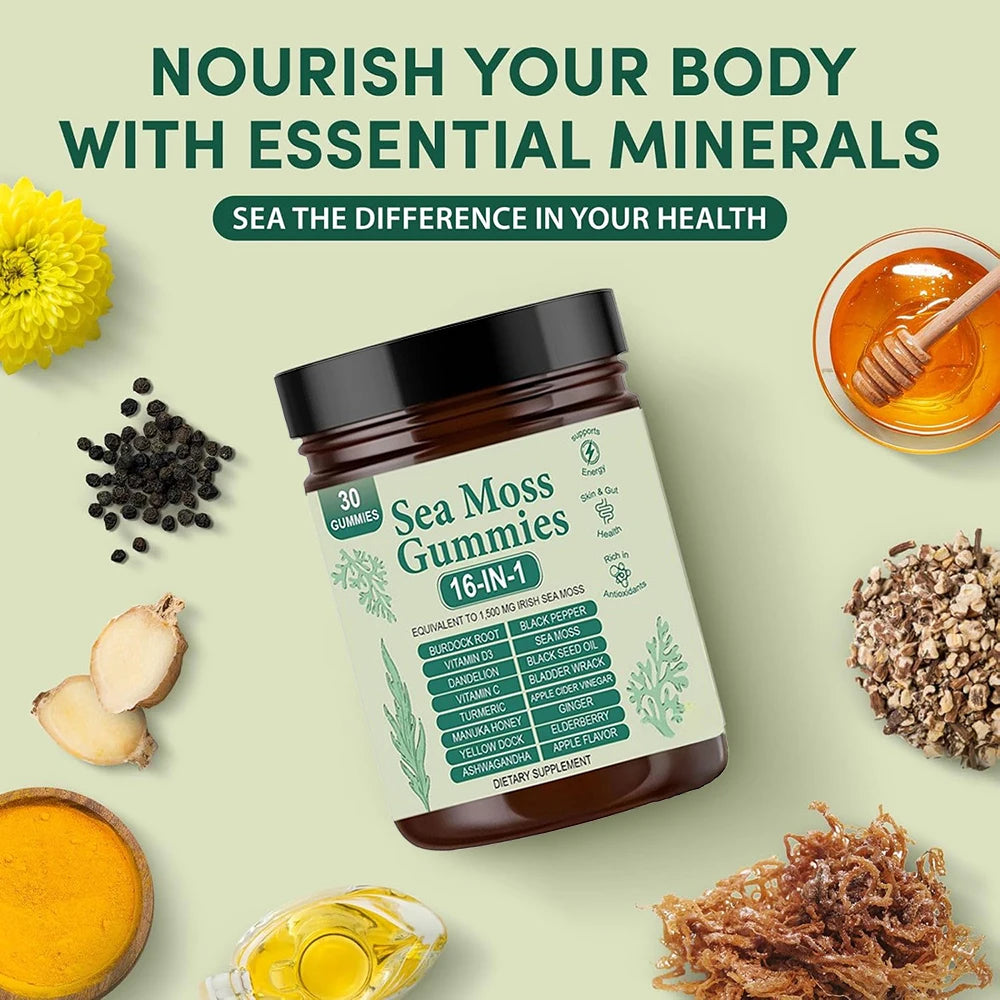 16-in-1 Sea Moss Gummies with Turmeric & Vitamin C | Immune Support