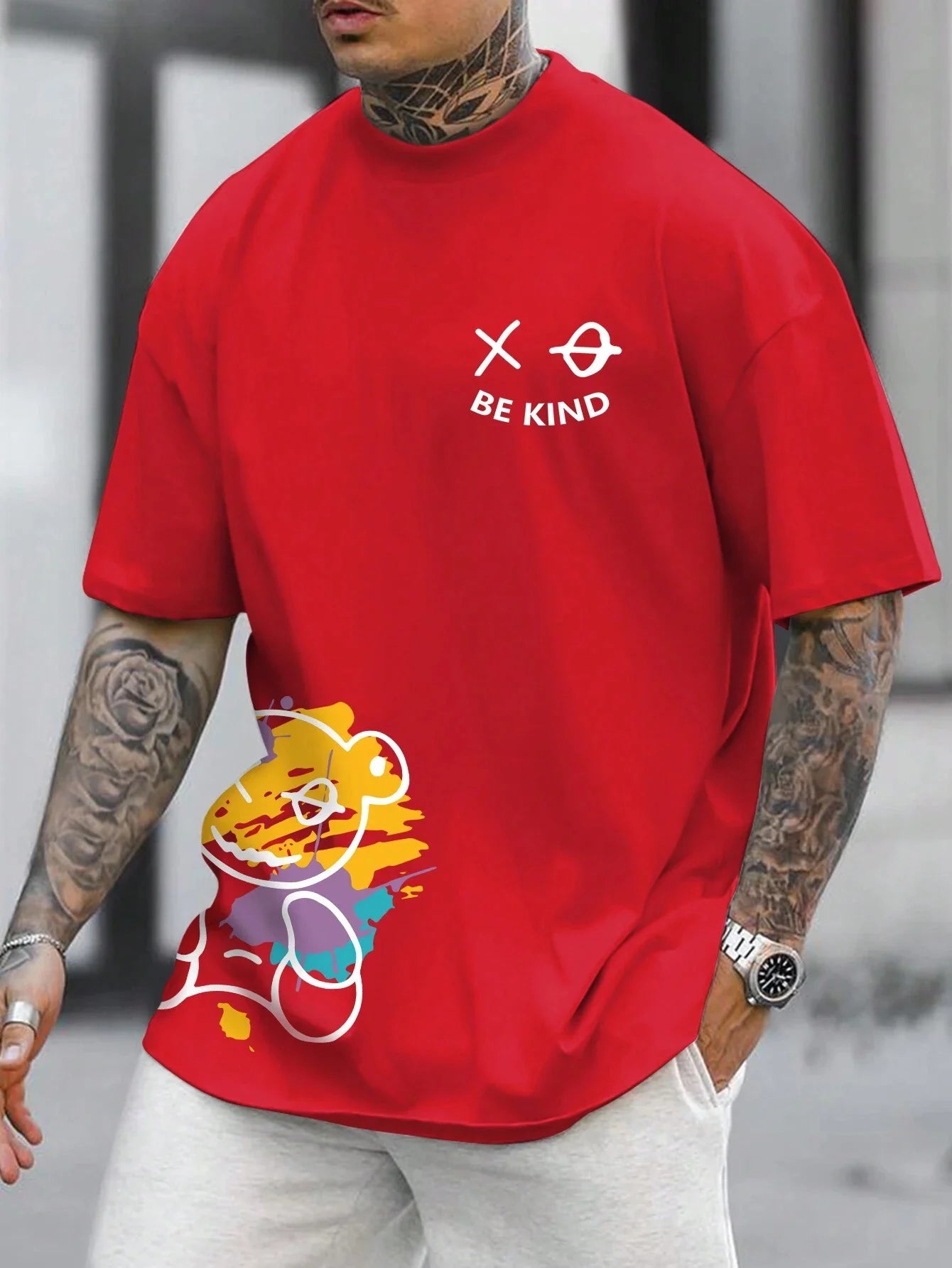 Men's Casual Cartoon Print T-Shirt | Comfortable 100% Cotton Top