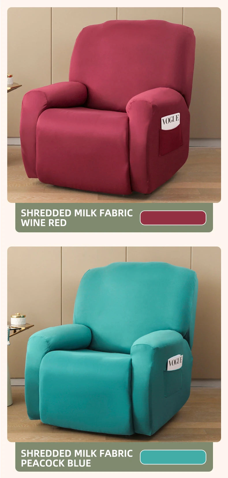 Super Stretch Recliner Sofa Slipcover | Non-Slip & Washable