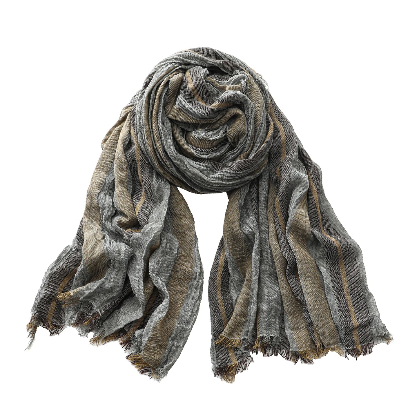 Men's Cotton Linen Striped Scarf | Warm & Stylish Winter Accessory