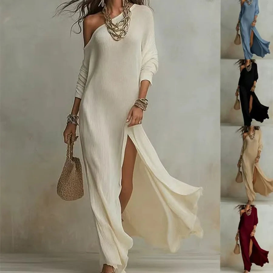 Elegant Long-Sleeved Knitted Dress | Summer Style for Women