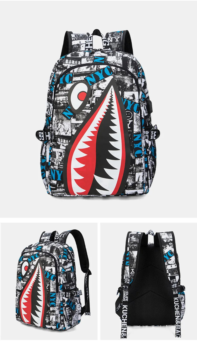 Stylish Shark Pack Backpack for Kids | Durable School Travel Bag