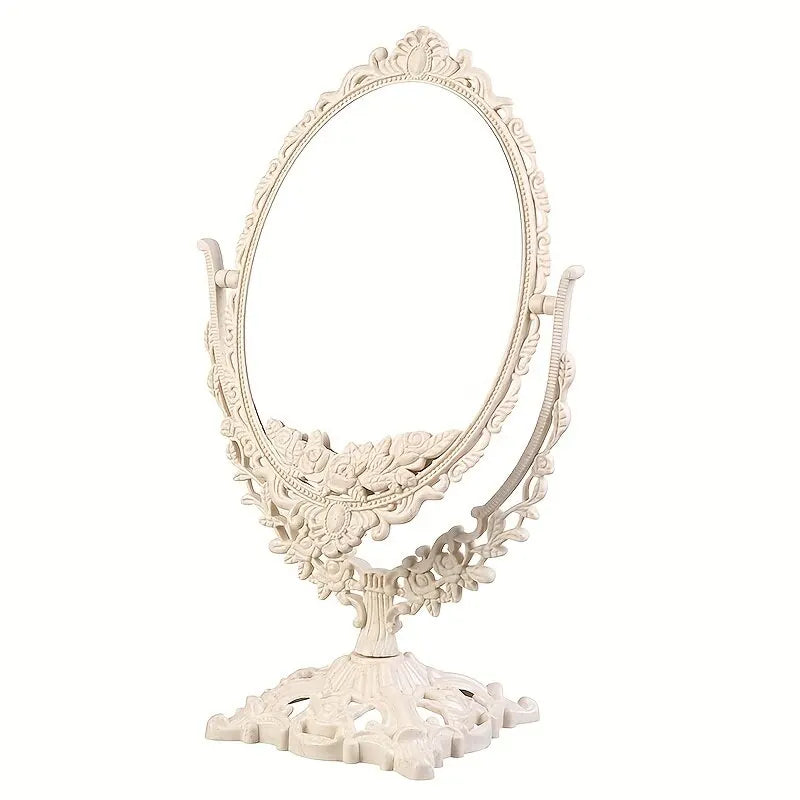 Vintage European Desktop Makeup Mirror | Double-Sided Stylish Accessory