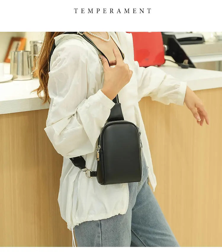 Unisex Soft Leather Chest Bag | Versatile Crossbody Waist Bag