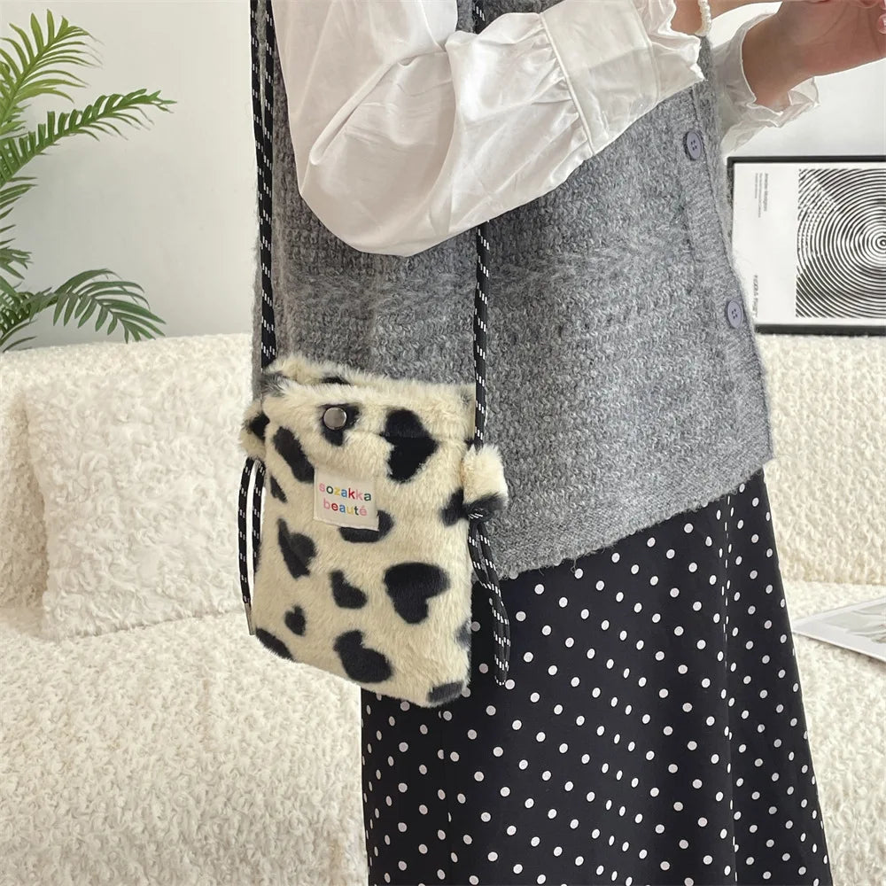 Cute Plush Dot Crossbody Bags for Women | Portable Shoulder Bag