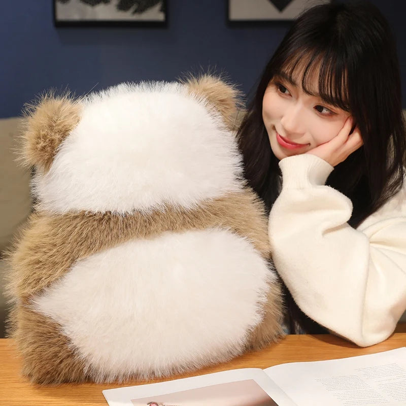 Super Fluffy Chocolate Panda Plush Cushion — Nordic Style Back-View Panda Hug Pillow, Soft Waist Support & Cute Sofa Decor