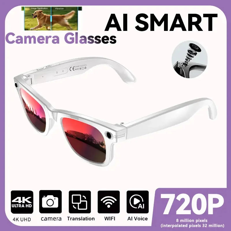 Smart AI Glasses | 8MP Camera, Noise-Cancelling, Waterproof Sunglasses