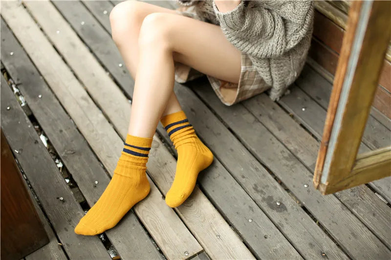 Stylish Women's Striped Long Socks | Comfortable Casual Footwear