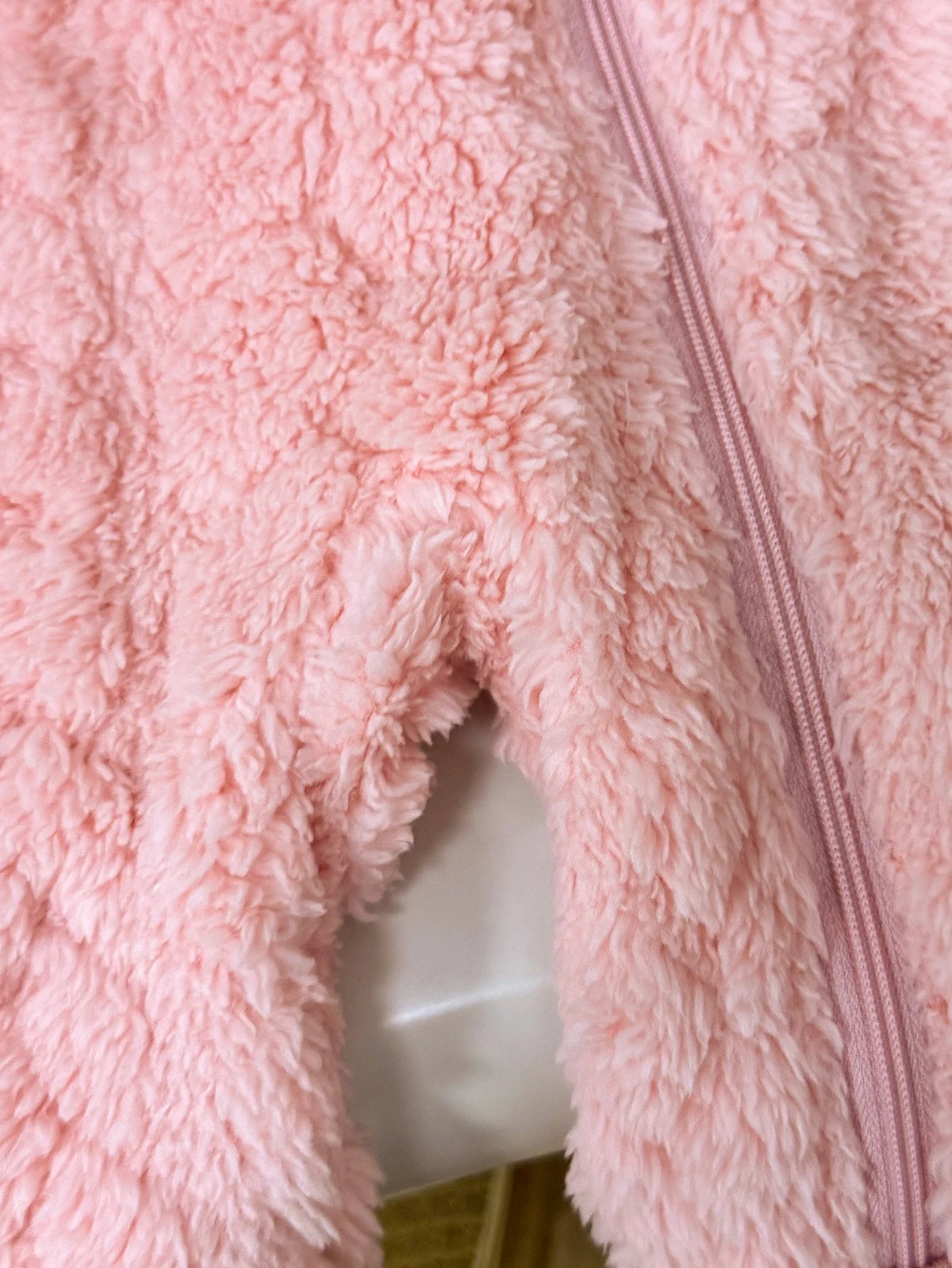 Cute Pink Fluffy Baby Romper Suit | Cozy Winter Outfit for Infants