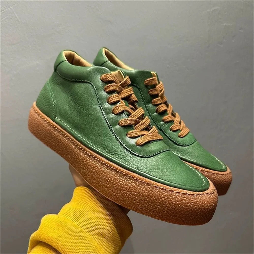Comfortable High Top Green Boots for Men | Autumn Winter Footwear