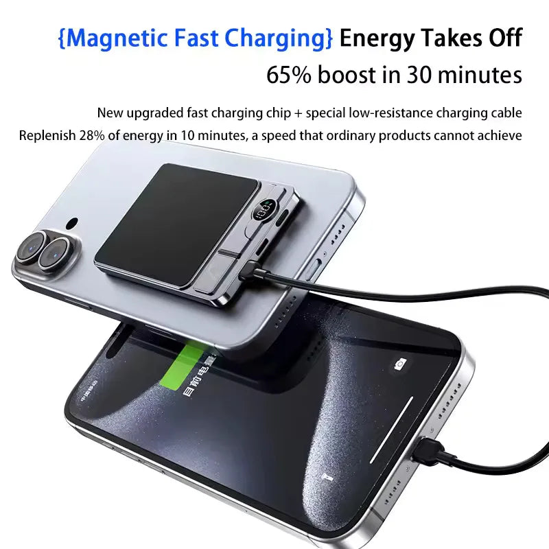 Ultra Slim Magnetic Wireless Power Bank | Fast Charging Portable Battery
