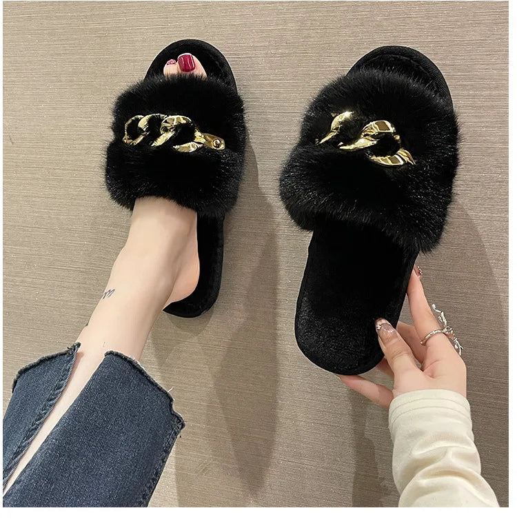 Women's Cozy Fur Lined Plush Slippers | Warm Indoor House Shoes