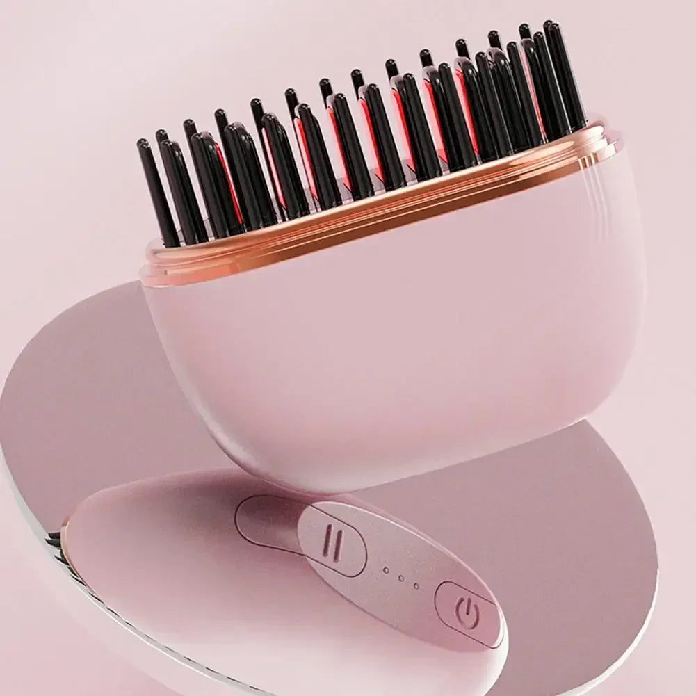 Mini Rechargeable Hair Straightener Brush | Portable & Lightweight