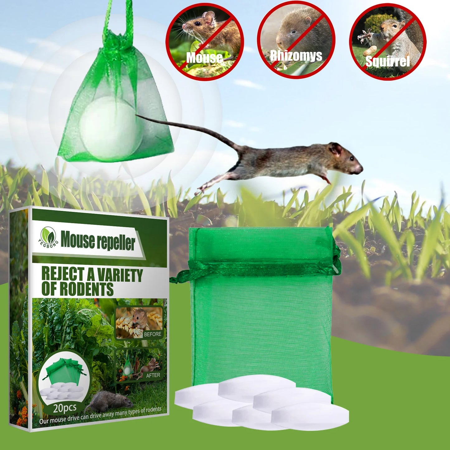 20pcs Non-Toxic Mouse Repellent Pellets | Humane Rodent Control