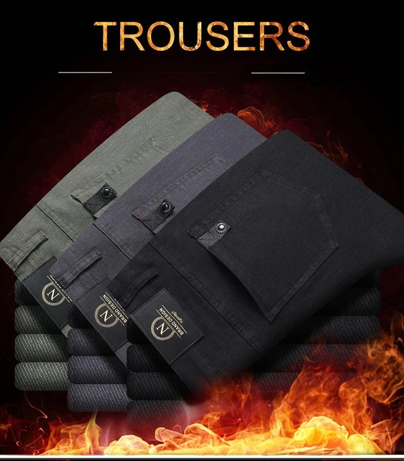 Men's Winter Fleece Pants | Thick Warm Casual Velvet Trousers