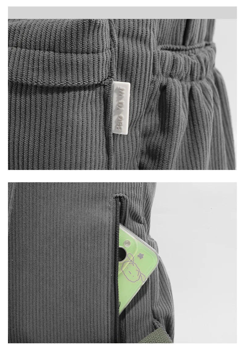 Stylish Neutral Corduroy Backpack | Versatile Large Capacity Daypack