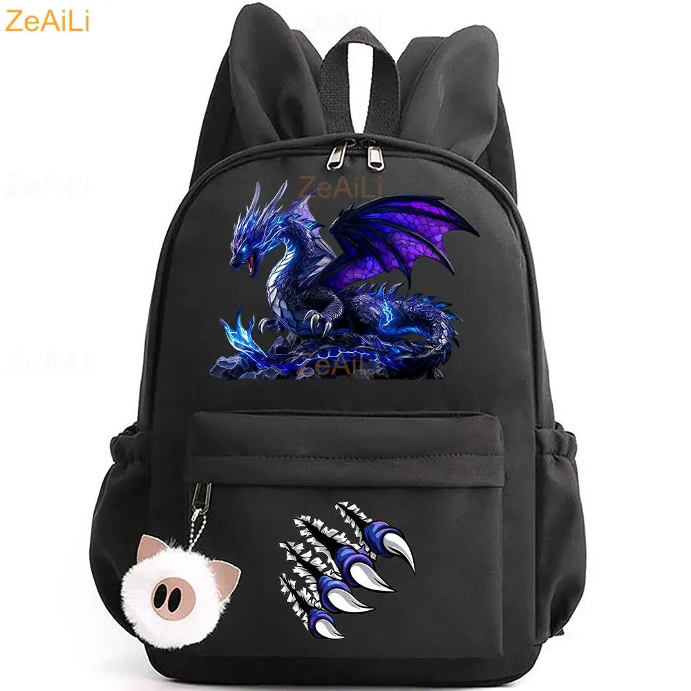 Retro Wolf Head Paw Backpack | Stylish Casual School Rucksack