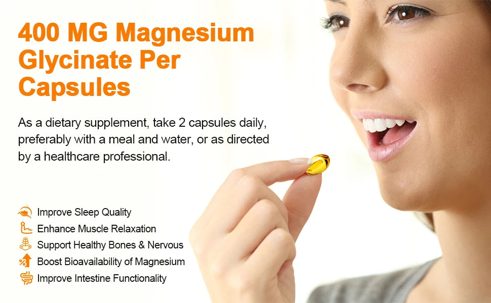 High Absorption Magnesium Glycinate Supplement | 500mg with Zinc & D3