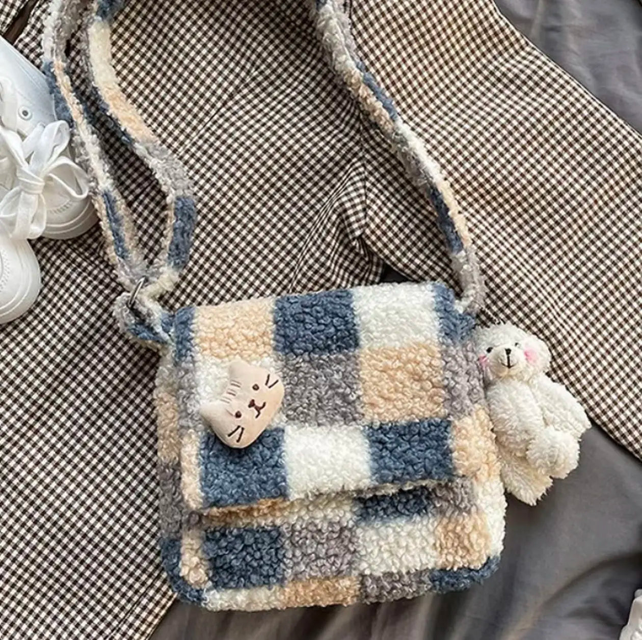 Bolso cruzado de cuadros escoceses para mujer | Bandolera informal elegante