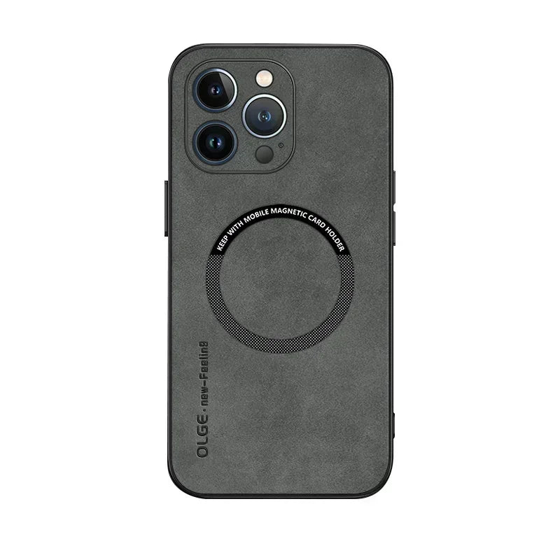 Luxury Leather Shockproof Phone Case for iPhone | Magnetic Charging