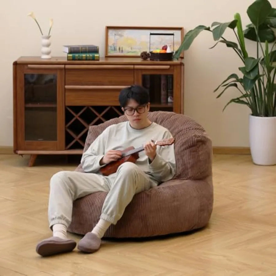 Large Foam-Filled Crescent Bean Bag Chair | Cozy Comfort for Home